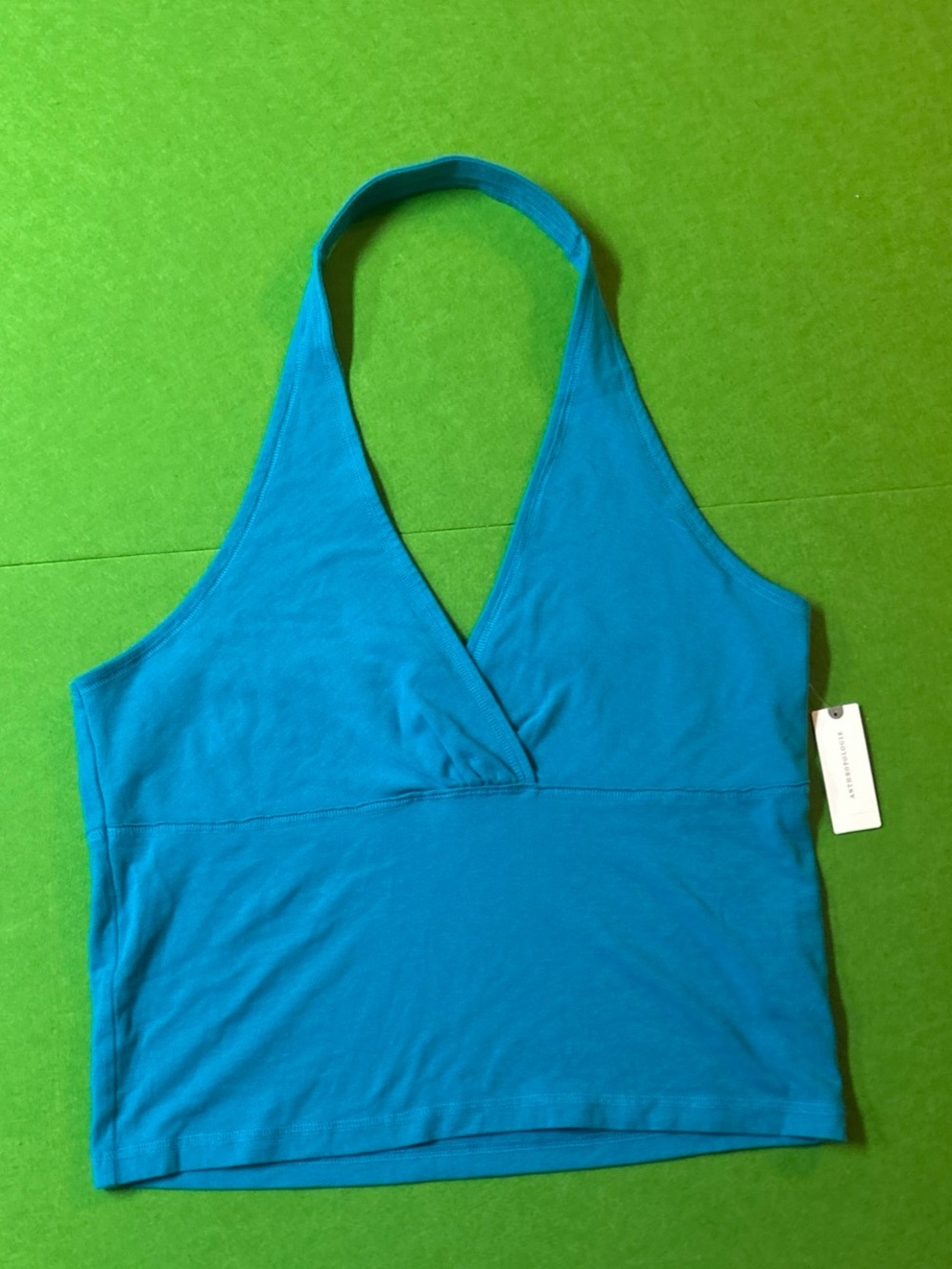 Anthropologie Pilcro Twist-Front Halter-Neck Top Size XL Blue Cotton Clean Girl